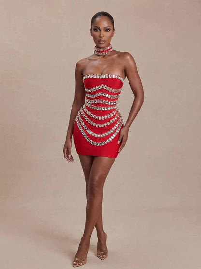 Anaya Rhinestone Bandage Mini Dress