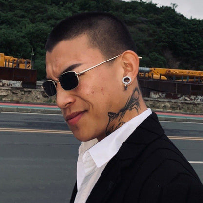 Trendy Square Sunglasses with Pink Lenses