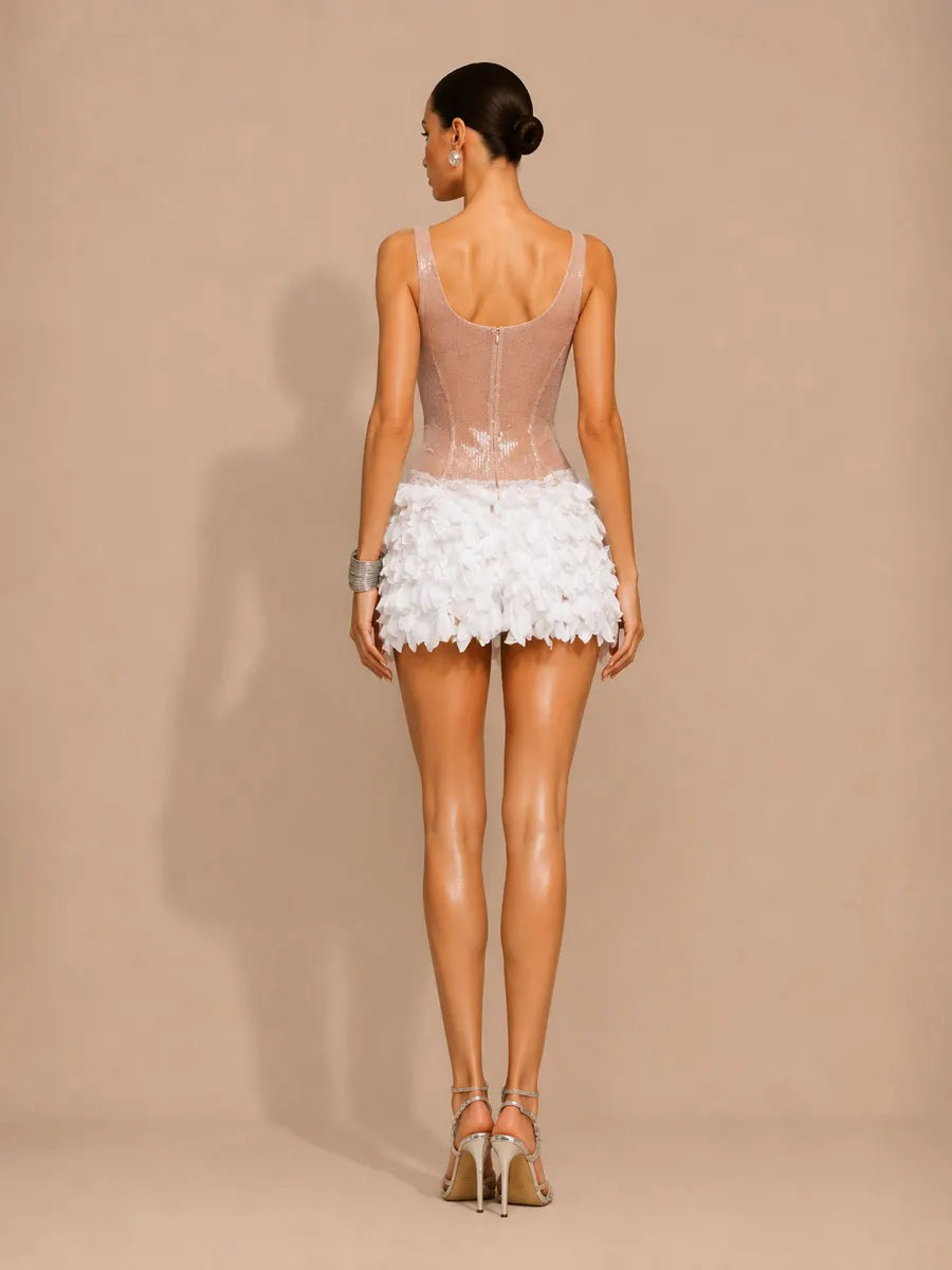Liliana Chic Contour Sequin Petal Mini Dress