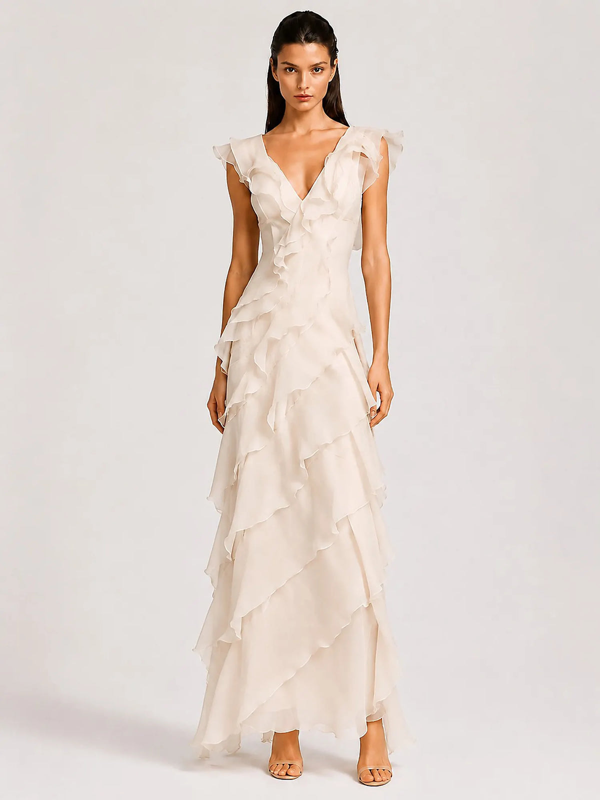 Calista Tulle Ruffle Maxi Dress