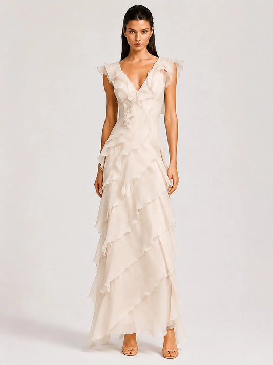 Calista Tulle Ruffle Maxi Dress
