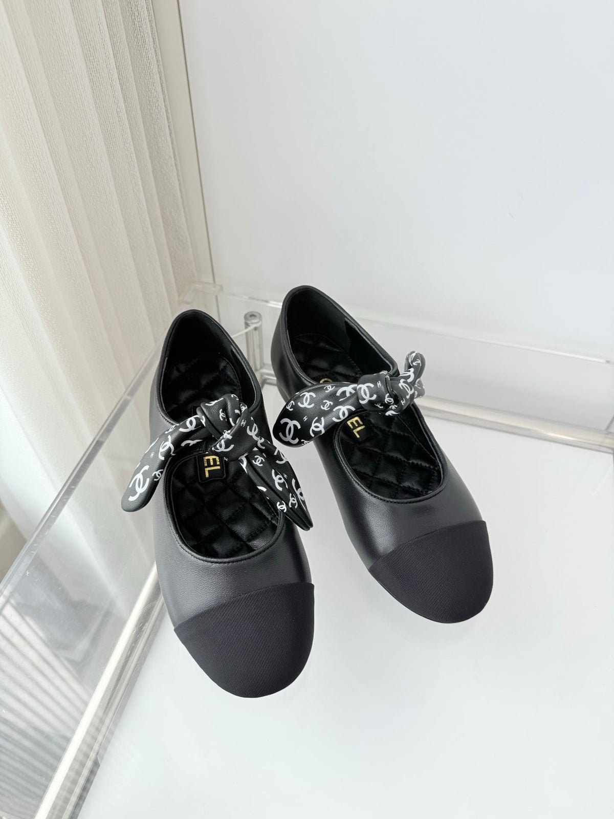 Chanel 26 Double C Heel Pump With Silk Ribbon Black Lambskin 597333