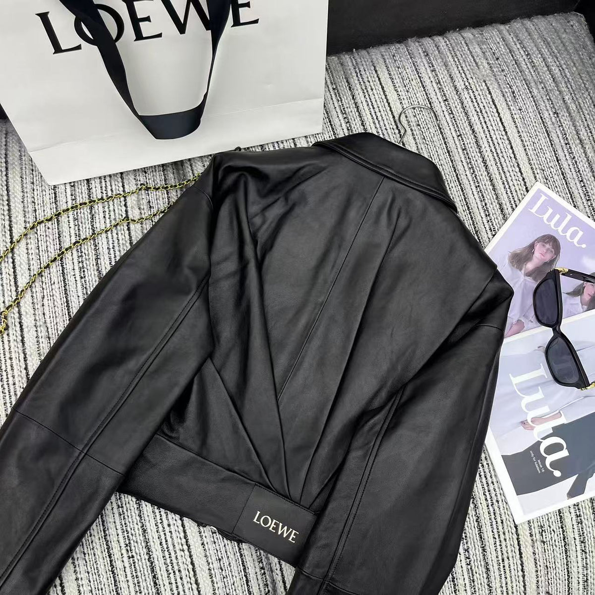 Loewe Draped Jacket Black Nappa Lambskin 348575