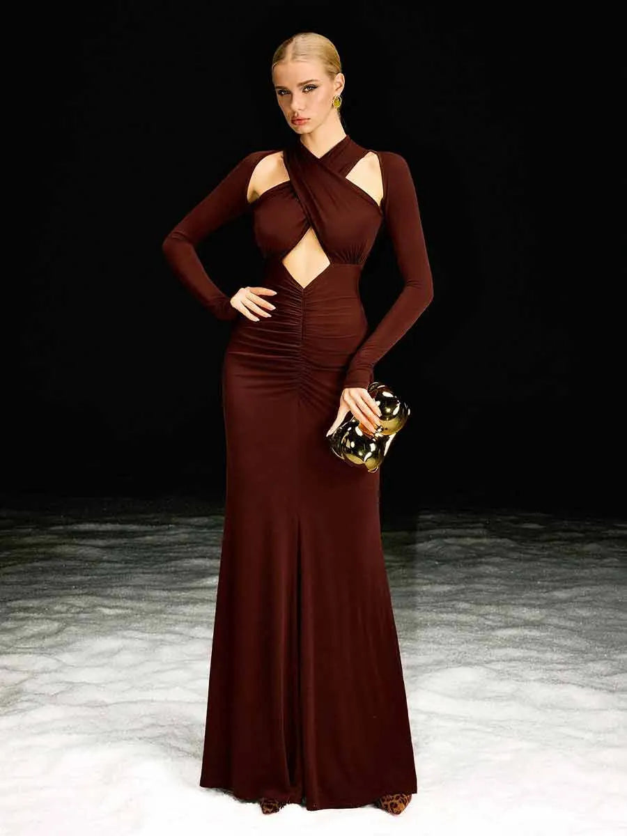 Rhea Long Sleeve Cutout Maxi Dress