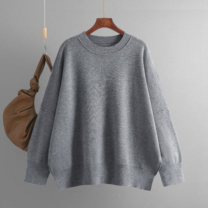 Round Neck Solid Color Loose Sweater