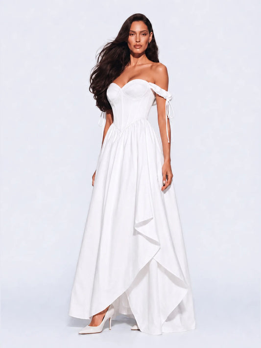 Elowen Off Shoulder Fitted Waist Maxi Dress
