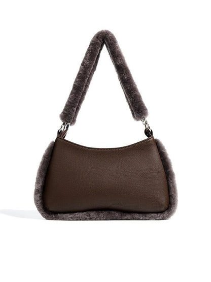 Alaina Leopard print plush trim underarm bag