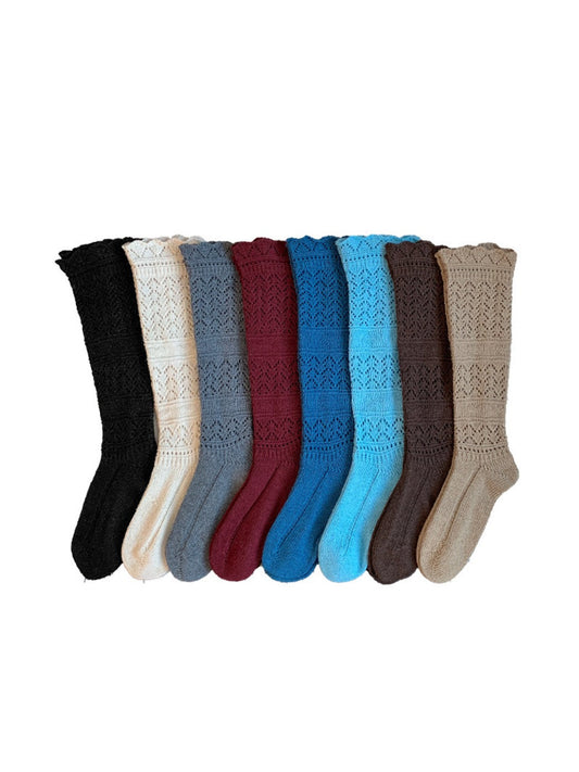 Rufia - Vintage-inspired Knit Socks with Embossed Openwork