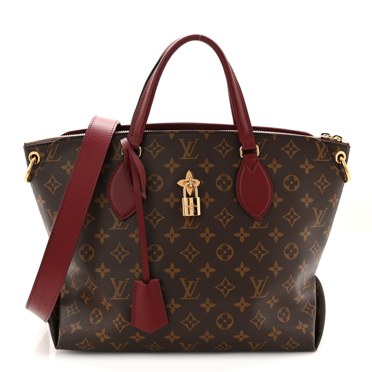 Monogram Flower Zipped Tote MM Bordeaux