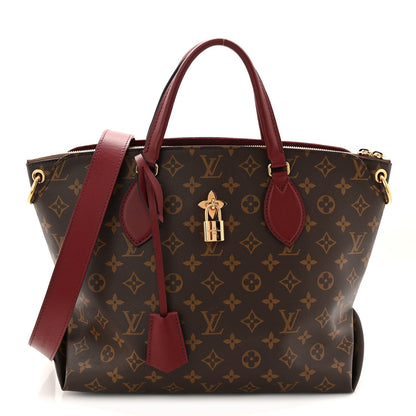 Monogram Flower Zipped Tote MM Bordeaux