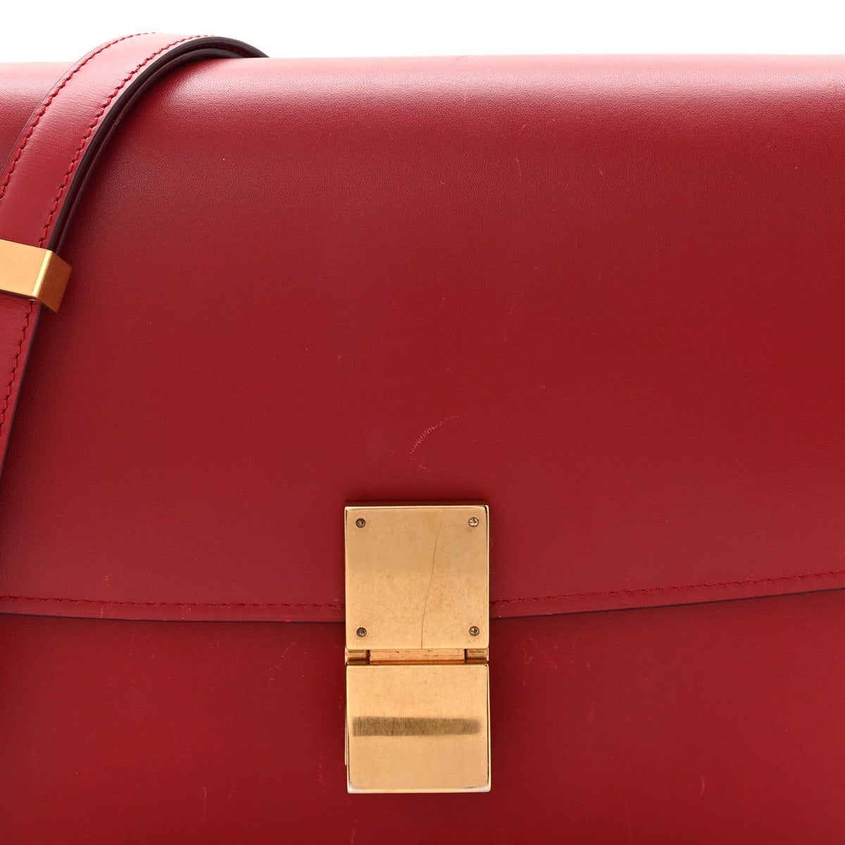 Box Calfskin Medium Classic Box Flap Bag Red