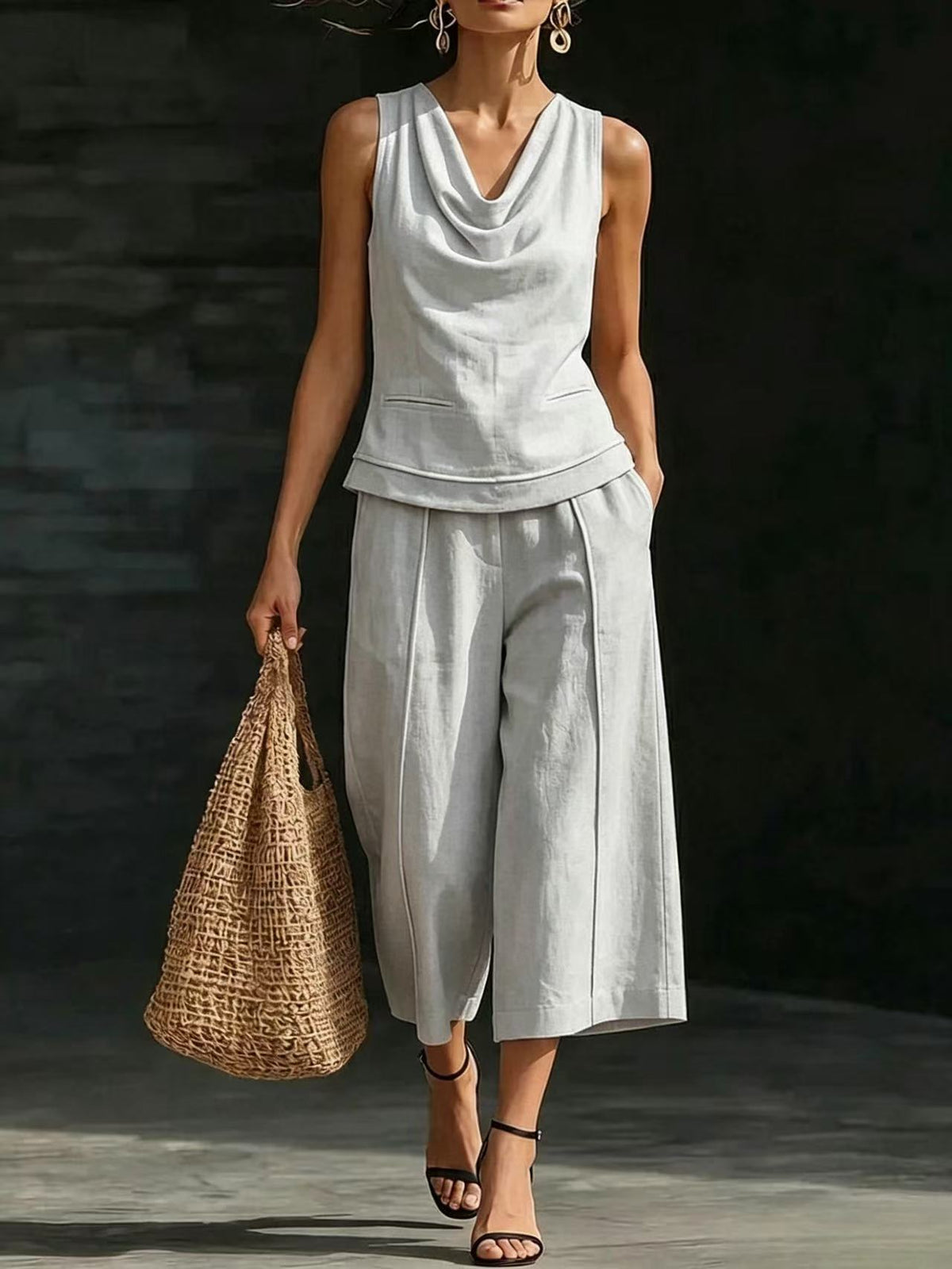 Linen 2-Piece Sleeveless Outfit