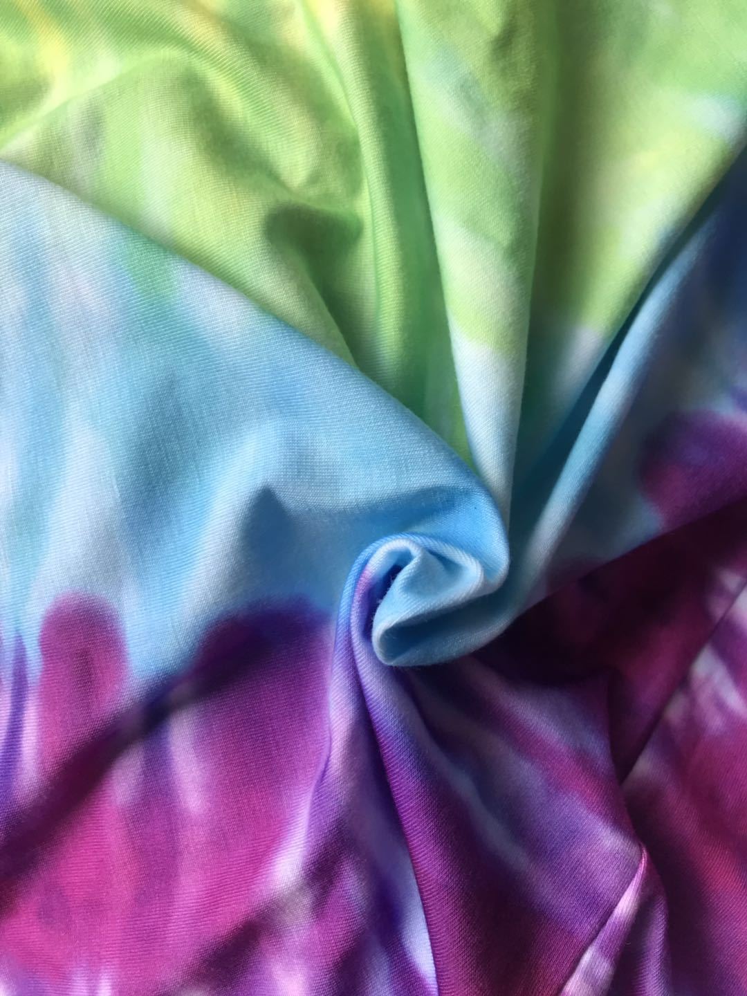 Fashion Tie-Dye Colorful Swirl Print Elastic Loose Waist Midi Skirt
