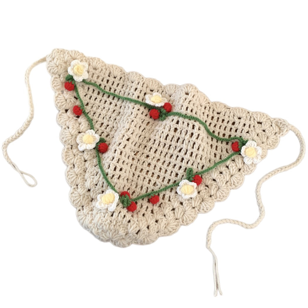 Haila - Floral Lace Crochet Triangle Scarf - Boho Chic