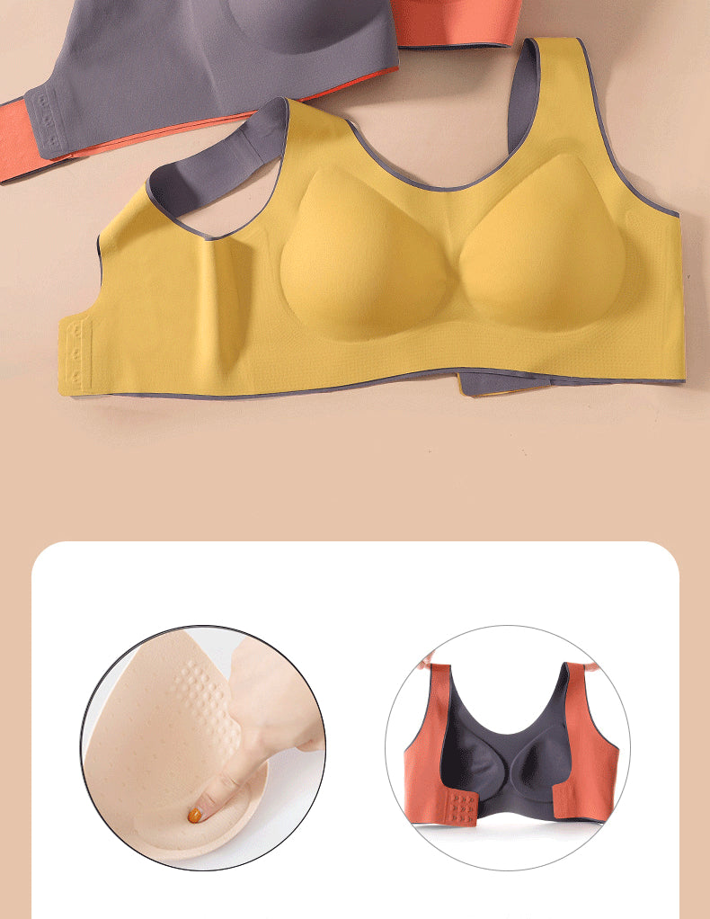 Solid Color Latex Underwear With One-Piece Contrasting Color And Beautiful Back, No Rims, Comfortable Buckles, Comfortable Vest Bra Women.
