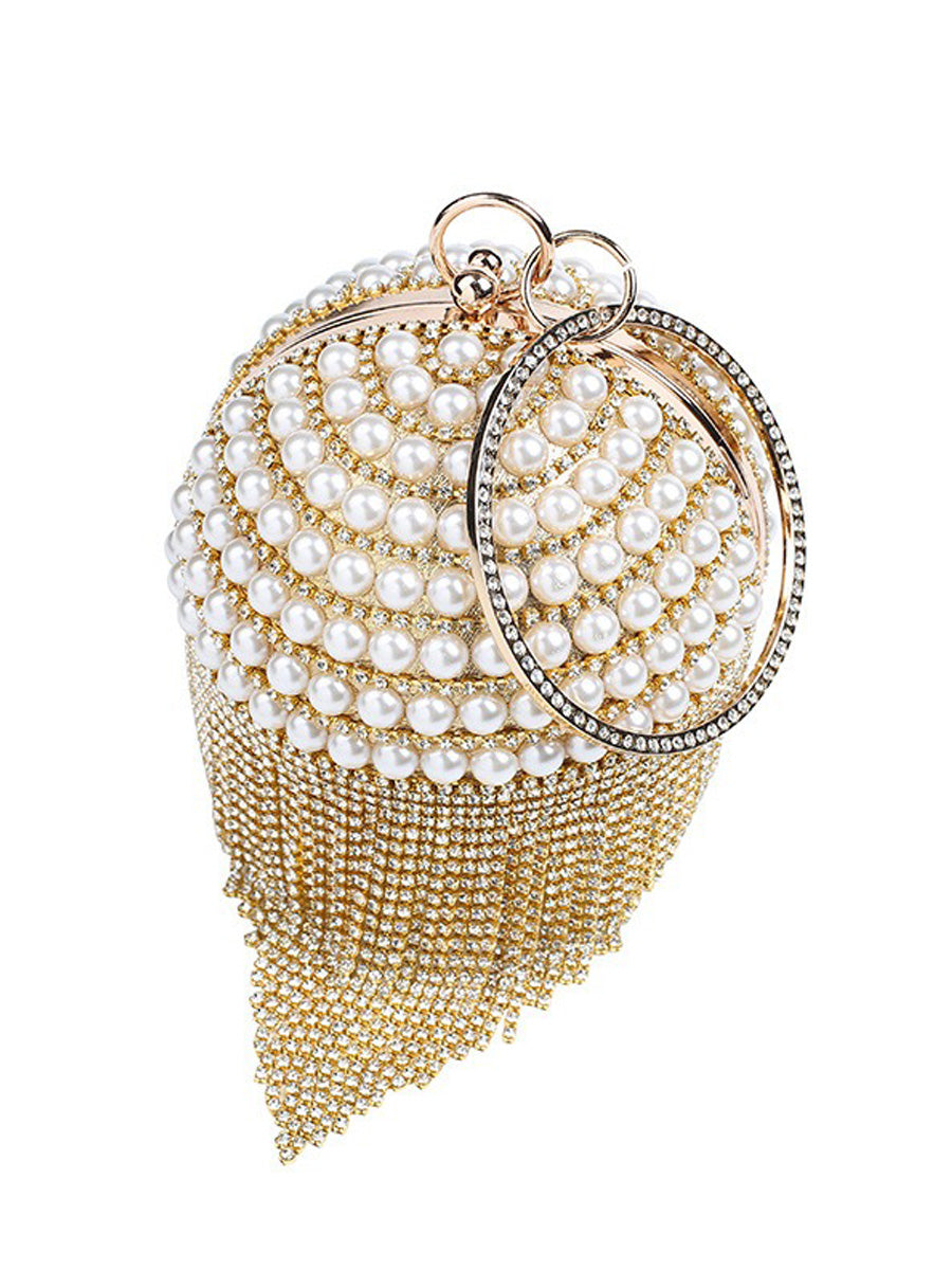 Gianna Large Pearl Tassel Round Bag