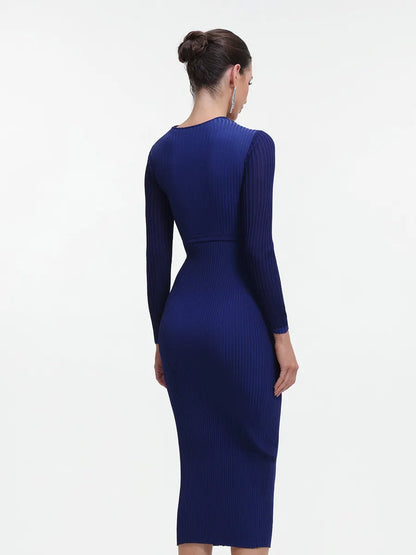 Esperanza Long Sleeve Cutout Knit Maxi Dress