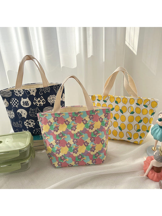 Cosbai - Canvas Small Tote with Assorted Patterns