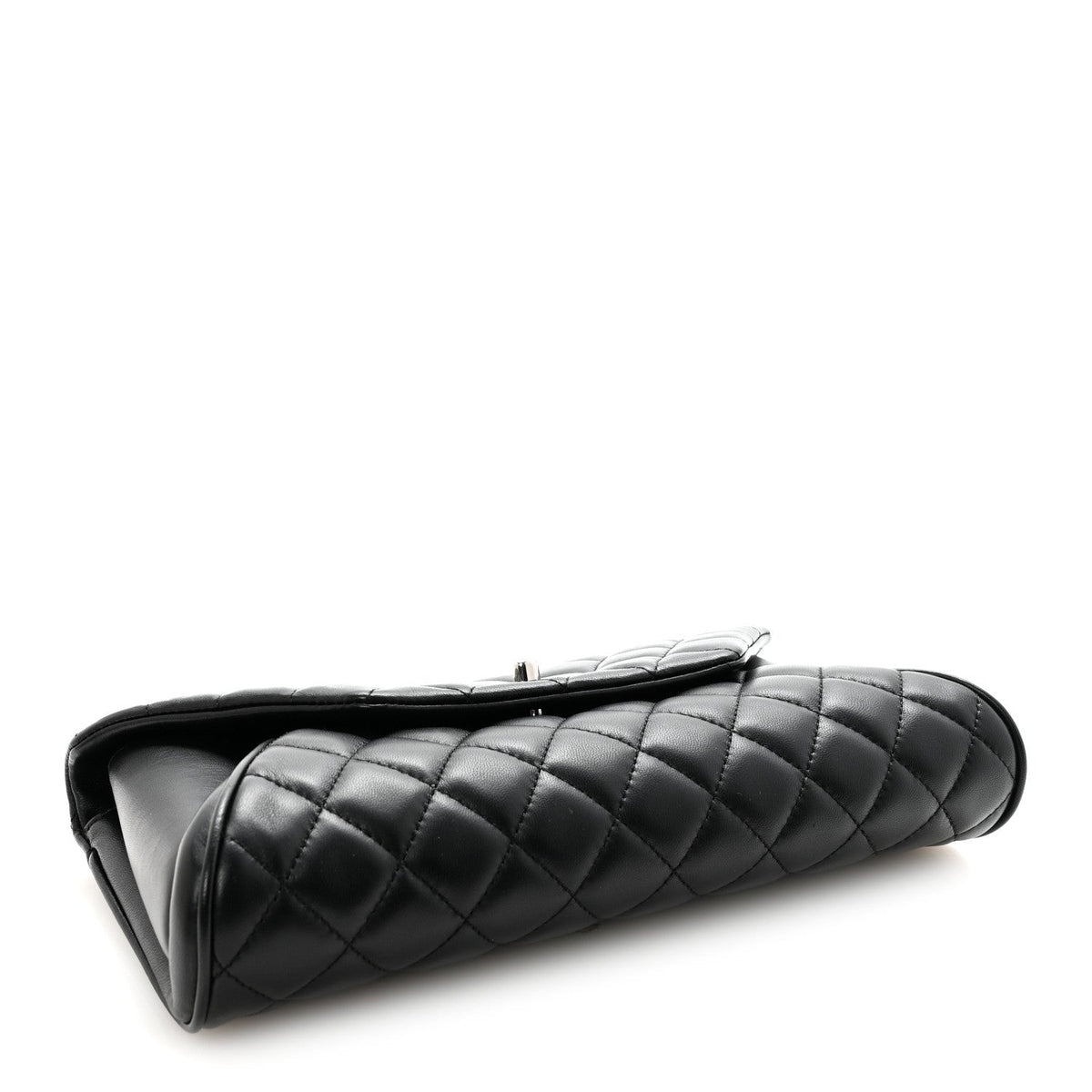 Lambskin Quilted Fold Up Again Clutch Black