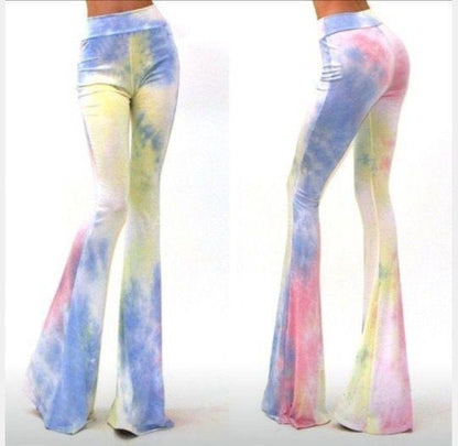 New Tie-Dye Print Fashion Slim Flared Pants