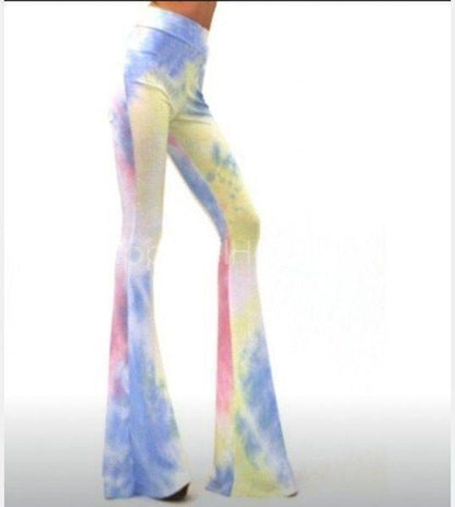 New Tie-Dye Print Fashion Slim Flared Pants