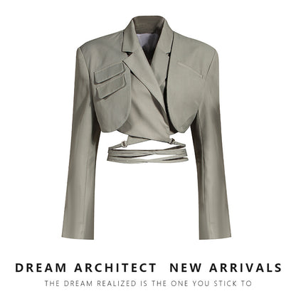 Women'S Asymmetrical Mini Skirt Suit Set Trendy Polyester