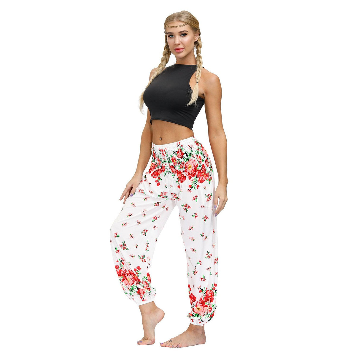 Bohemian New Floral Digital Printing Women'S Casual Sports Yoga Pants Loose Corset Pants Wholesale