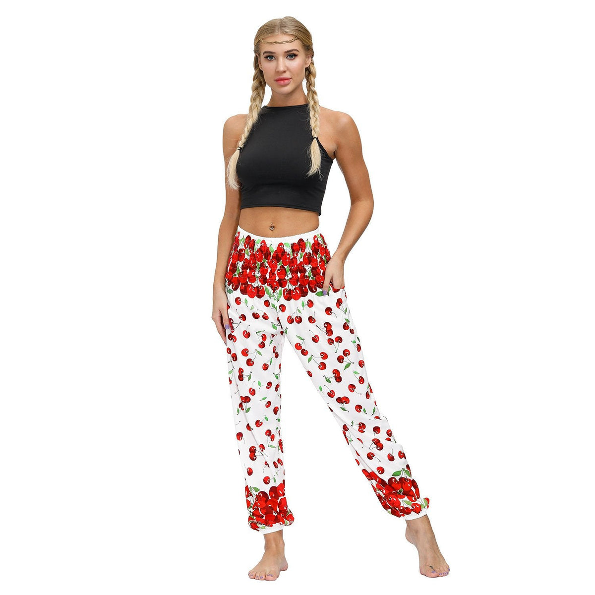 Bohemian New Floral Digital Printing Women'S Casual Sports Yoga Pants Loose Corset Pants Wholesale