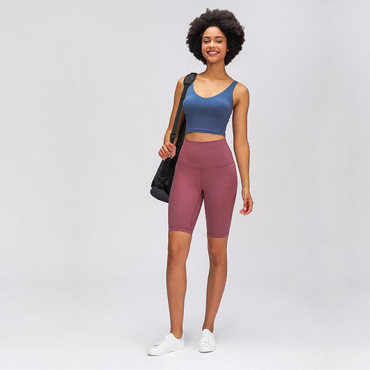 High Waist Hip Yoga Pants Double-Sided Sanding Elastic Slim Running Pants Women