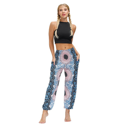 Bohemian New Floral Digital Printing Women'S Casual Sports Yoga Pants Loose Corset Pants Wholesale