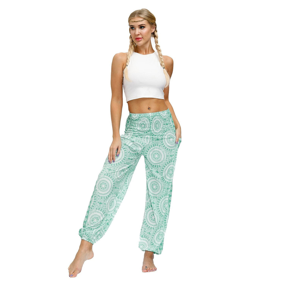 Bohemian New Floral Digital Printing Women'S Casual Sports Yoga Pants Loose Corset Pants Wholesale