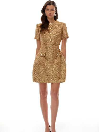 Clara Round Neck Tweed Mini Dress