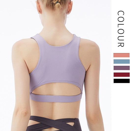 8 Colors Solid Color Sport Bra Women'S Shockproof Yoga Vest Fitness Sling Gathered Back Underwear