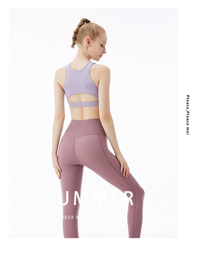 8 Colors Solid Color Sport Bra Women'S Shockproof Yoga Vest Fitness Sling Gathered Back Underwear