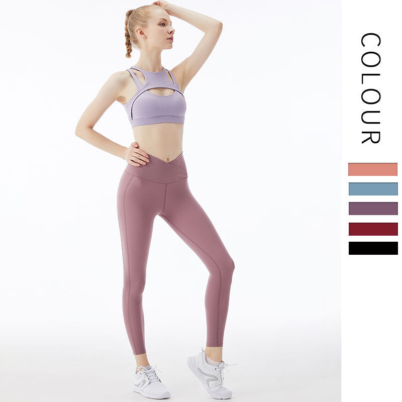 8 Colors Solid Color Sport Bra Women'S Shockproof Yoga Vest Fitness Sling Gathered Back Underwear