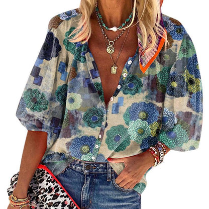 Women'S Lapel Print Shirt
