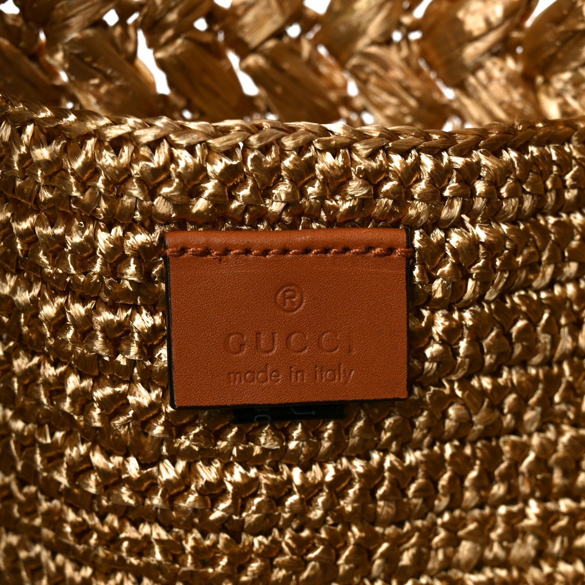 Raffia Effect Interlocking G Tote Bag Brown