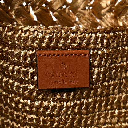 Raffia Effect Interlocking G Tote Bag Brown