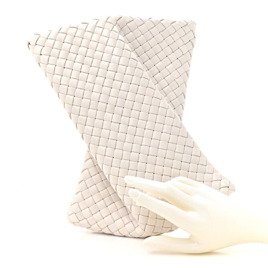 Nappa Intrecciato Crisscross Clutch Chalk