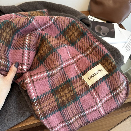 Color Blocking Plaid Versatile Scarf