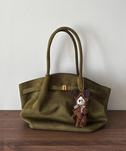 2025 New Green Large Capacity Suede Shoulder Bag