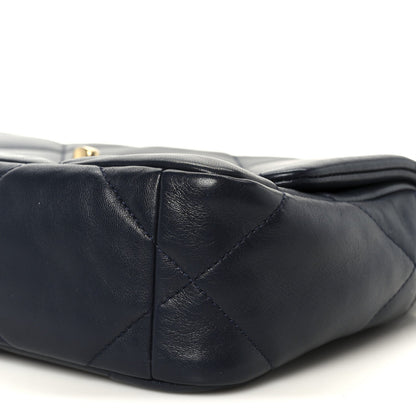Lambskin Quilted Medium Chanel 19 Flap Navy Blue