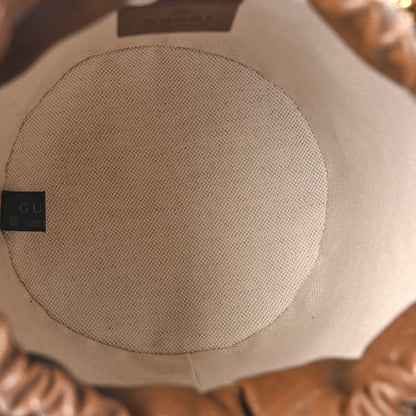 GG Supreme Monogram Azalea Sakai Calfskin Small Horsebit 1955 Drawstring Bucket Bag Beige Ebony Brown Sugar
