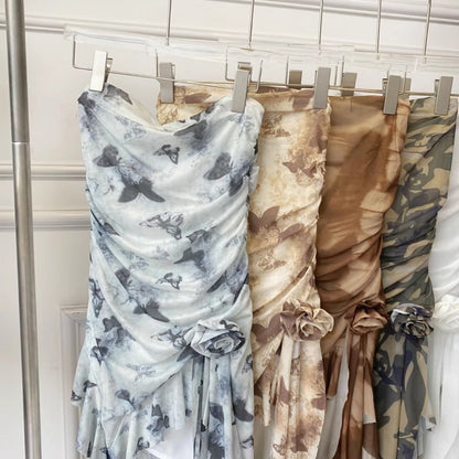 Vesty - Ruffled Asymmetrical Slim-Fit Bustier Dress