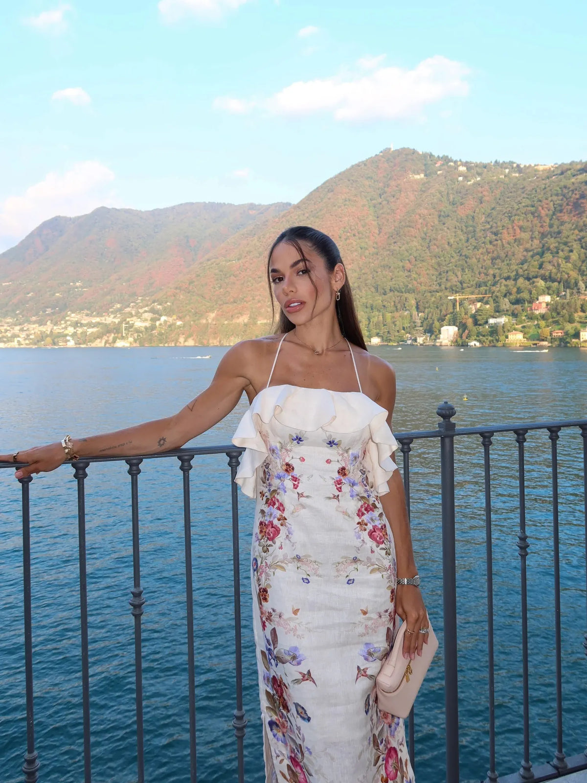 Arianne Floral Print Ruffled Bodycon Maxi Dress