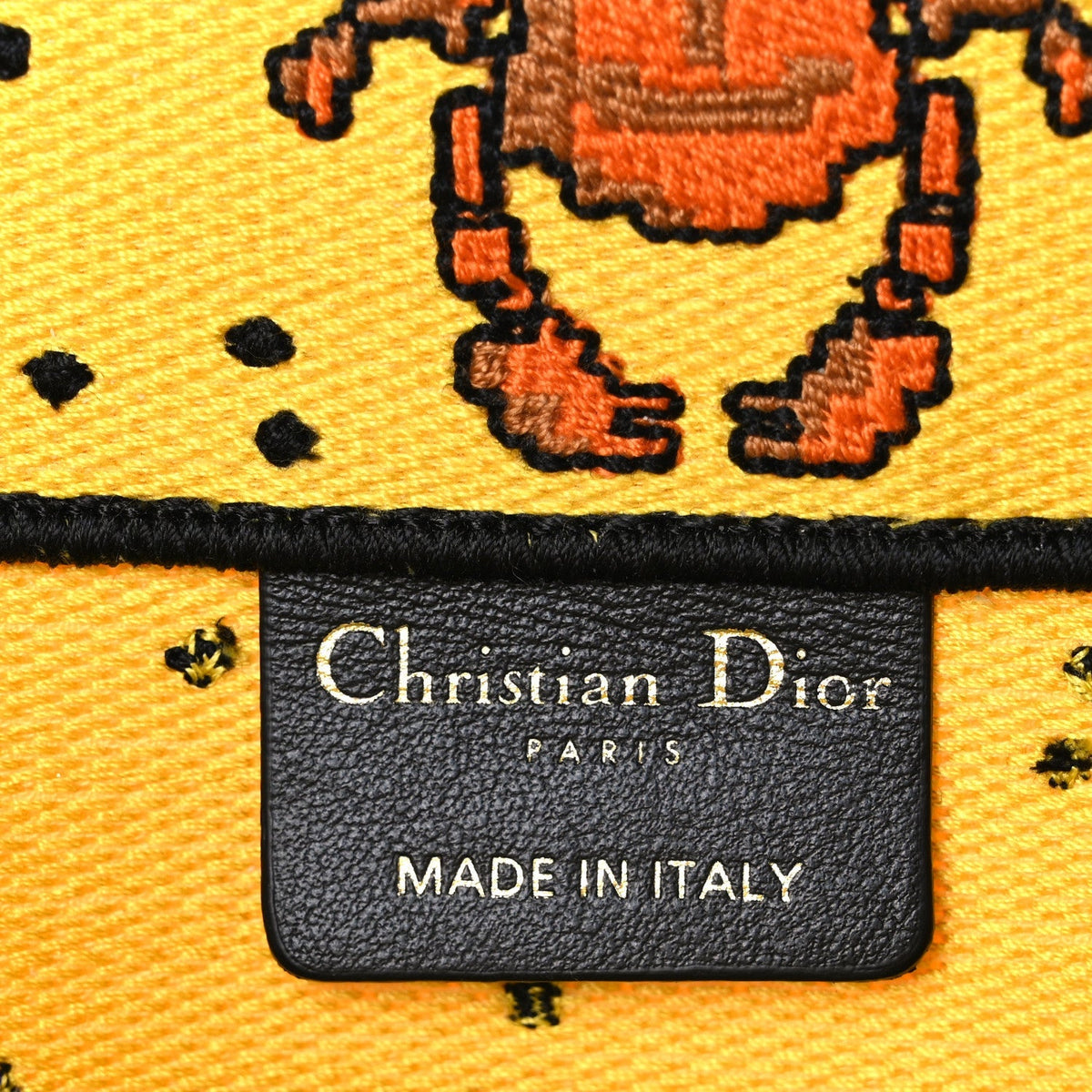 Canvas Embroidered Small Pixel Zodiac Book Tote Yellow Multicolor