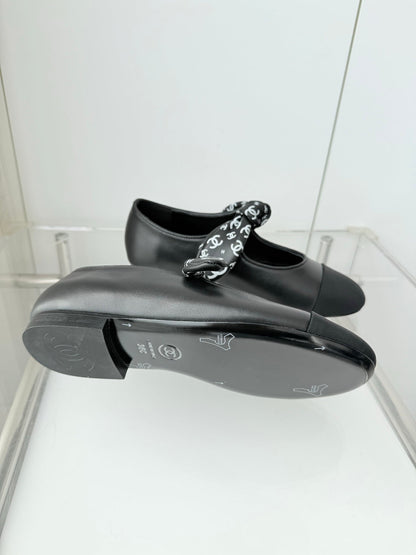 Chanel 26 Double C Heel Pump With Silk Ribbon Black Lambskin 597333