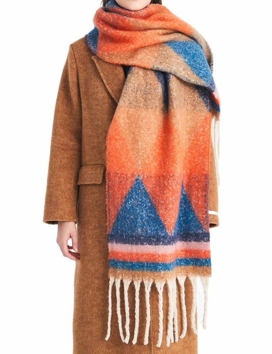 Winter Cozy Tassel Color Block Warm Scarf