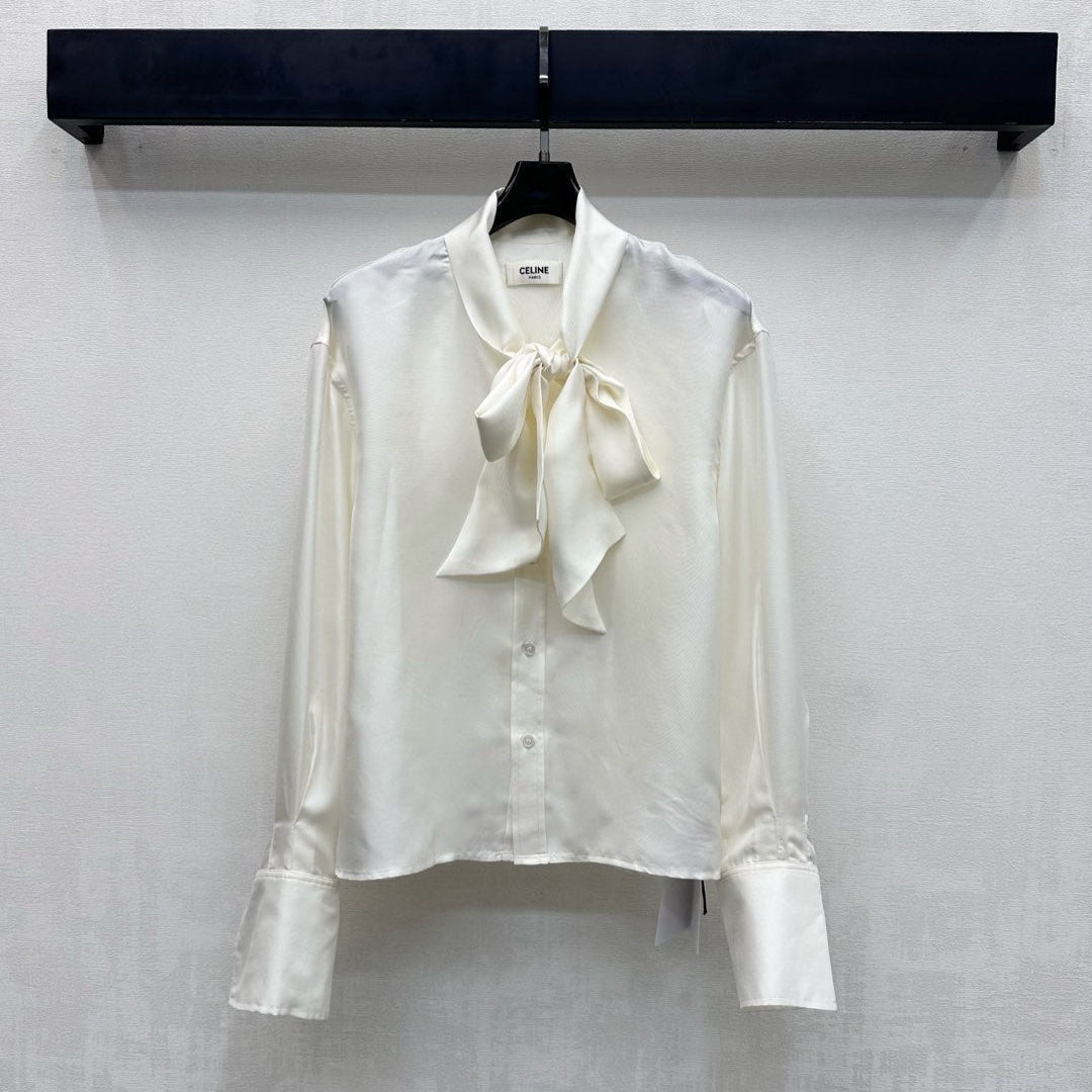 Celine Lavallière Blouse Ecru Mulberry Silk 351849