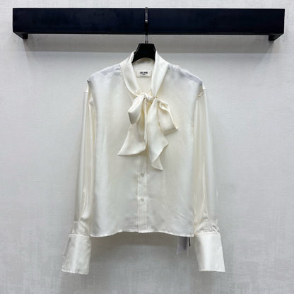 Celine Lavallière Blouse Ecru Mulberry Silk 351849